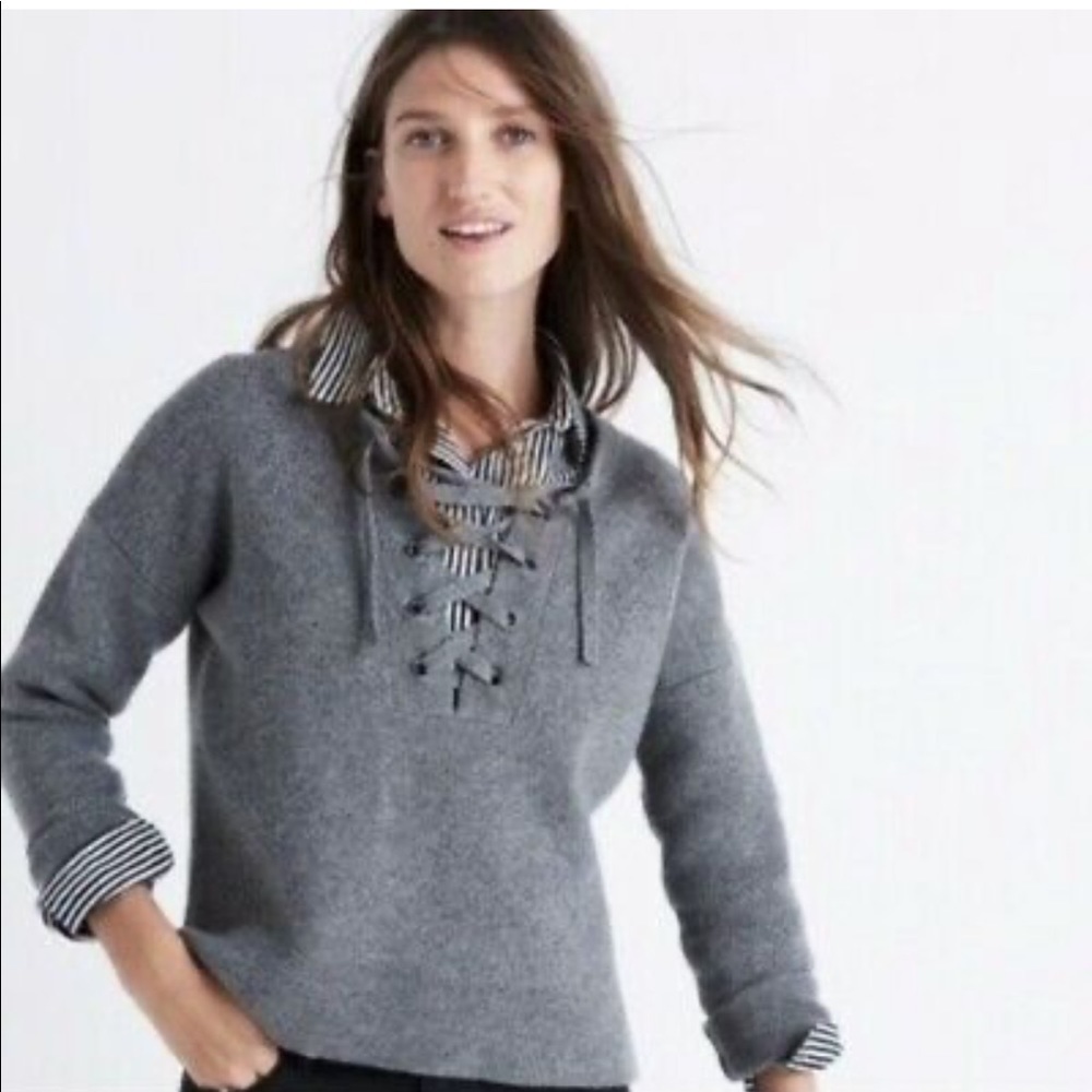 Madewell Gray 100% Merino Wool Pullover Sweater